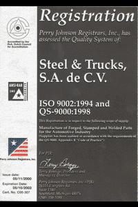 Certificación QS-9000 por la compañía certificadora Perry Jonhson Registras, Inc.